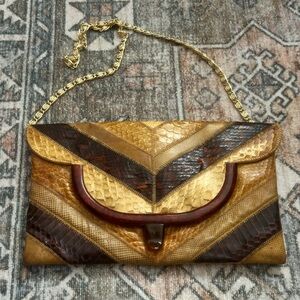 Vintage patchwork snakeskin clutch